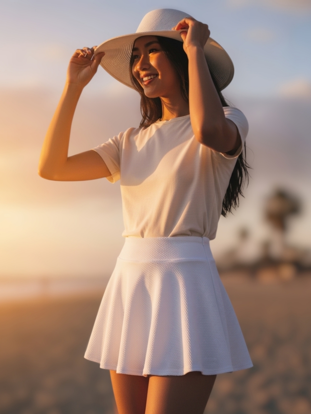 White Tennis Skort - Flared Athletic Skirt